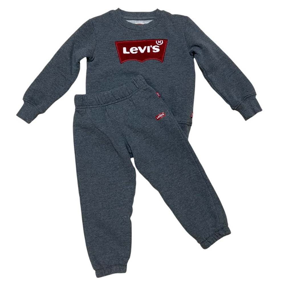 Levi's Kids Charcoal Jogger Levi’s Sweatsuit Logo Gray Red